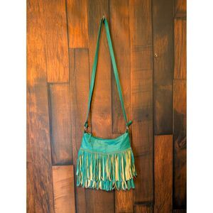 Deb & Dave Teal Handbag Boho Coastal Cowgirl Fringe Festival Hippie VGUC